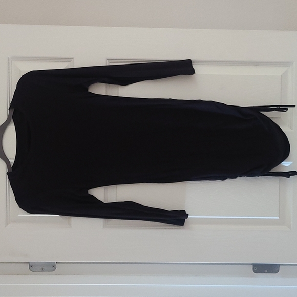 Black Bodycon Drawstring Dress - Picture 2 of 7